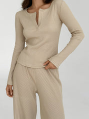 Longsleeve waffle knitwear beige