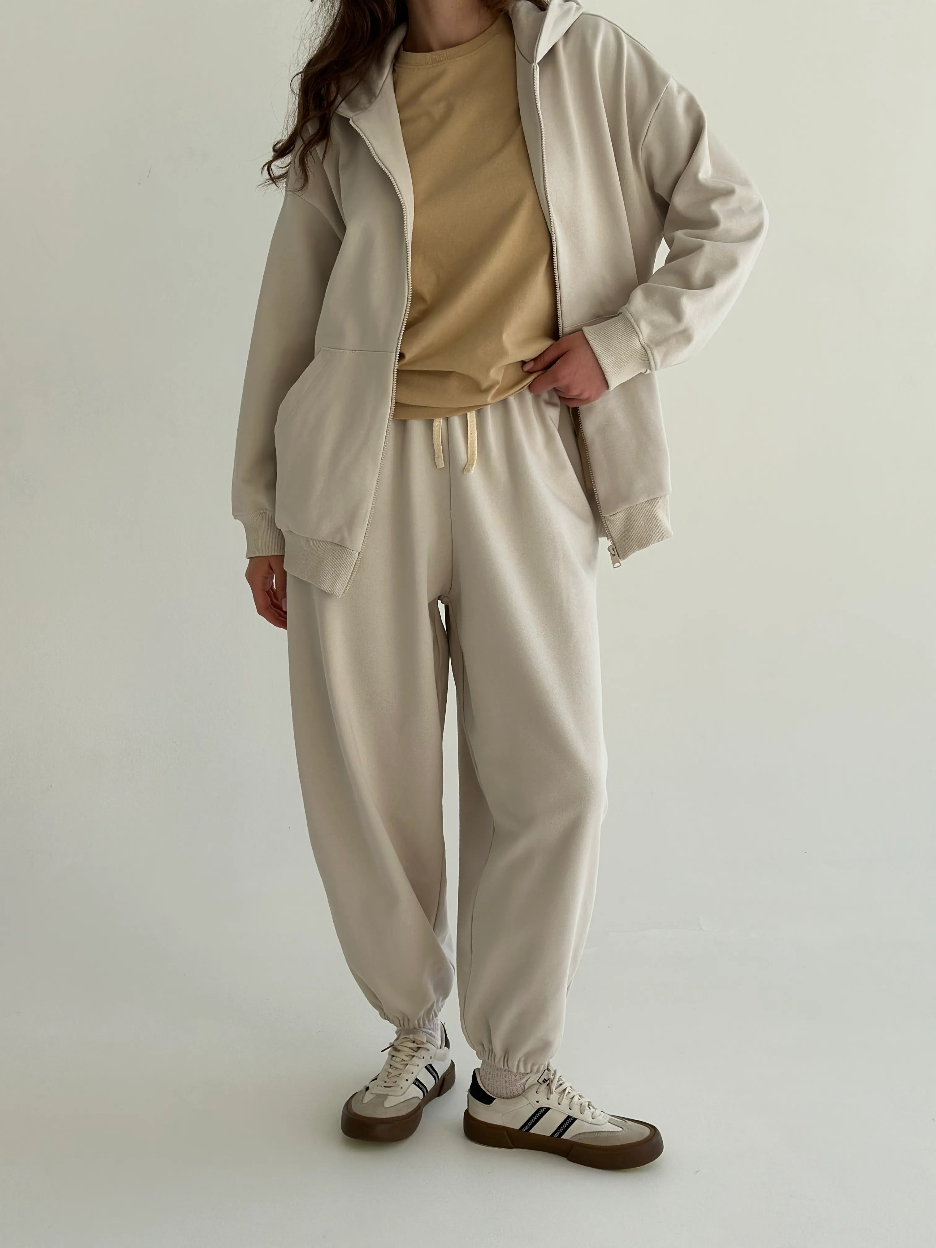 Cotton Pants knitwear 3-thread beige