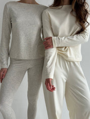 Knitwear “Tenderness” Wide pants milky