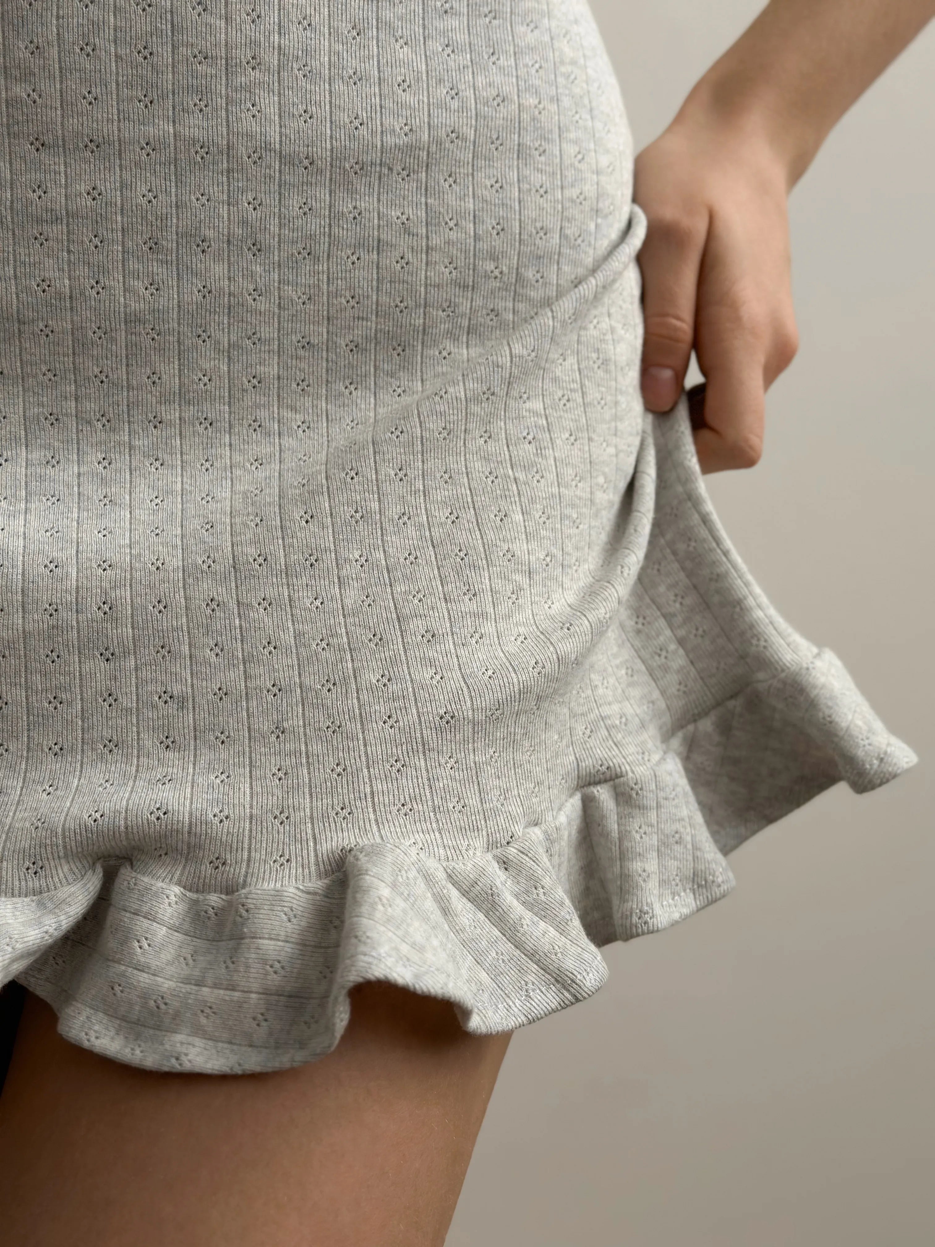 Ribbed sleep dress light gray