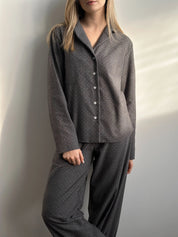Flannel pajamas gray with small dots