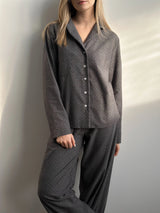 Flannel pajamas gray with small dots