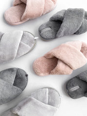 Women's slippers HS-LUX fur cross pink