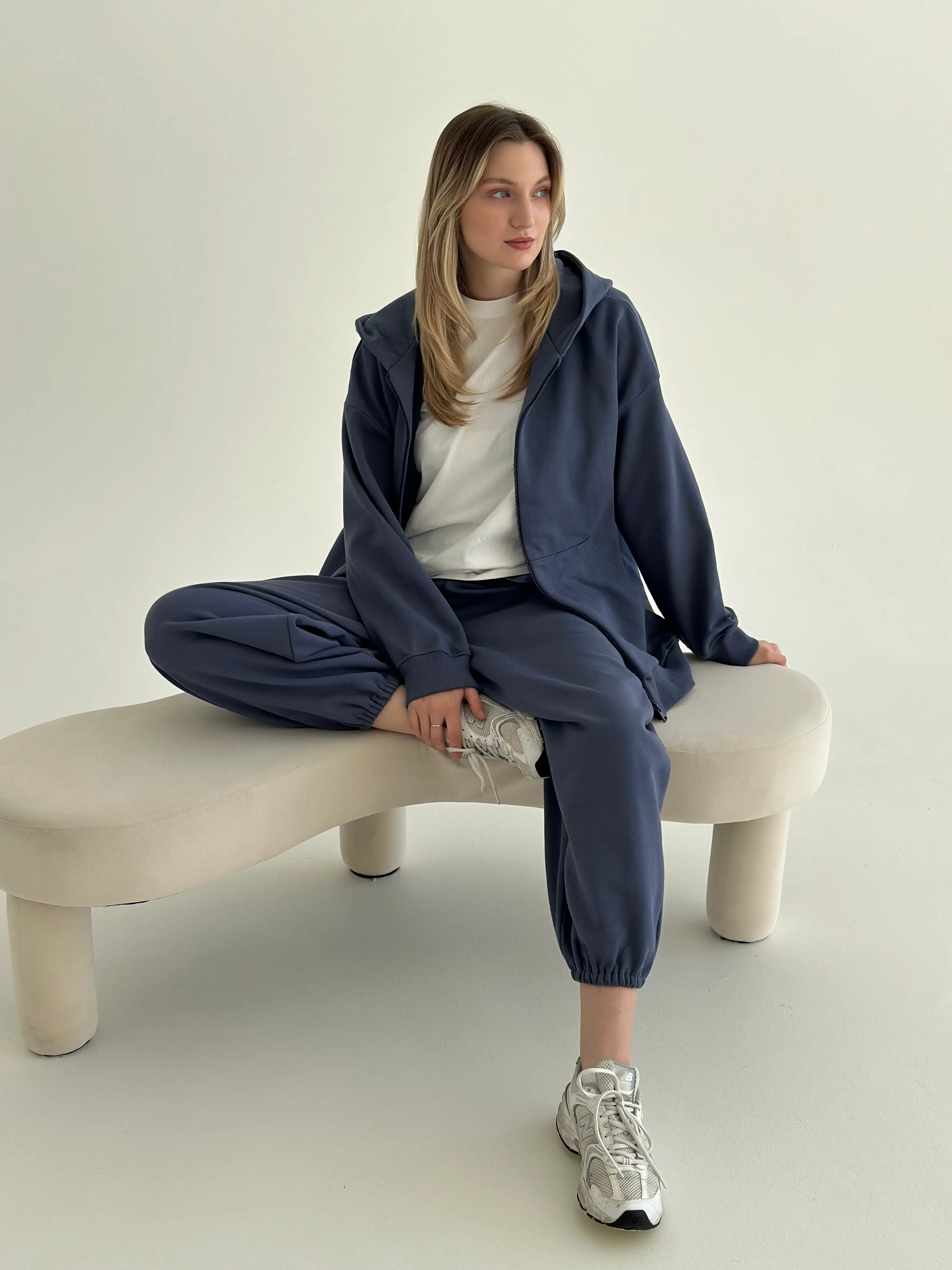 Cotton Pants knitwear 3-thread blue