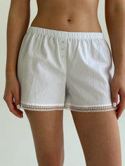 Suit T-shirt and shorts with lace, boiled cotton, plain white