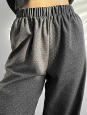 Flannel pajamas gray with small dots