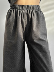 Flannel pajamas gray with small dots
