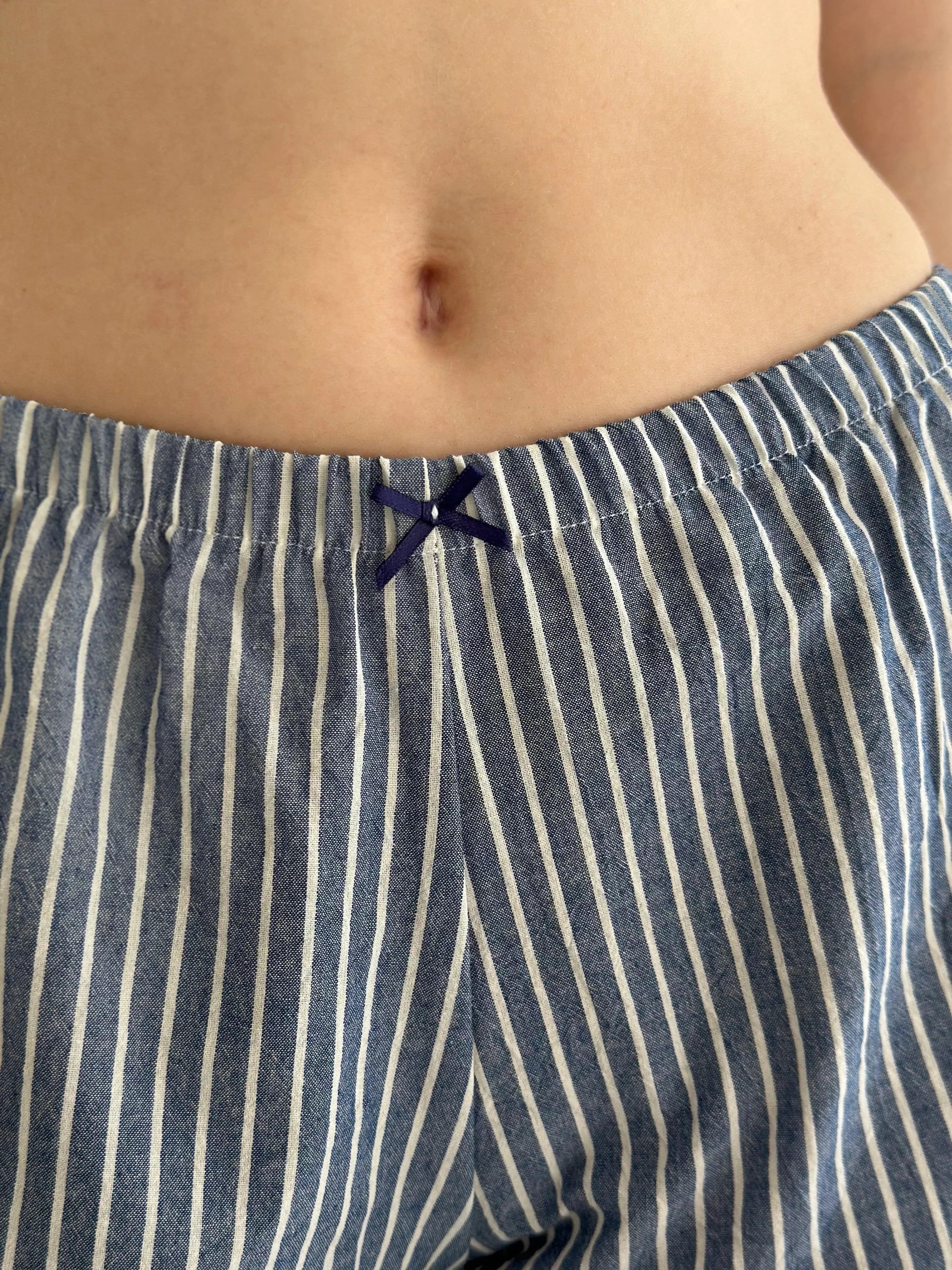 Striped cotton shorts Ruffle blue/white