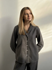 Flannel pajamas gray with small dots