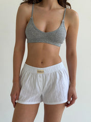 Mono cambric shorts, small braid, white