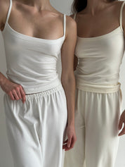 Knitwear “Tenderness” Wide pants milky