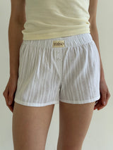 Mono cambric shorts, large braid weave, white