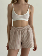 Striped cotton shorts MONO beige/white