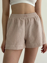 Striped cotton shorts MONO beige/white