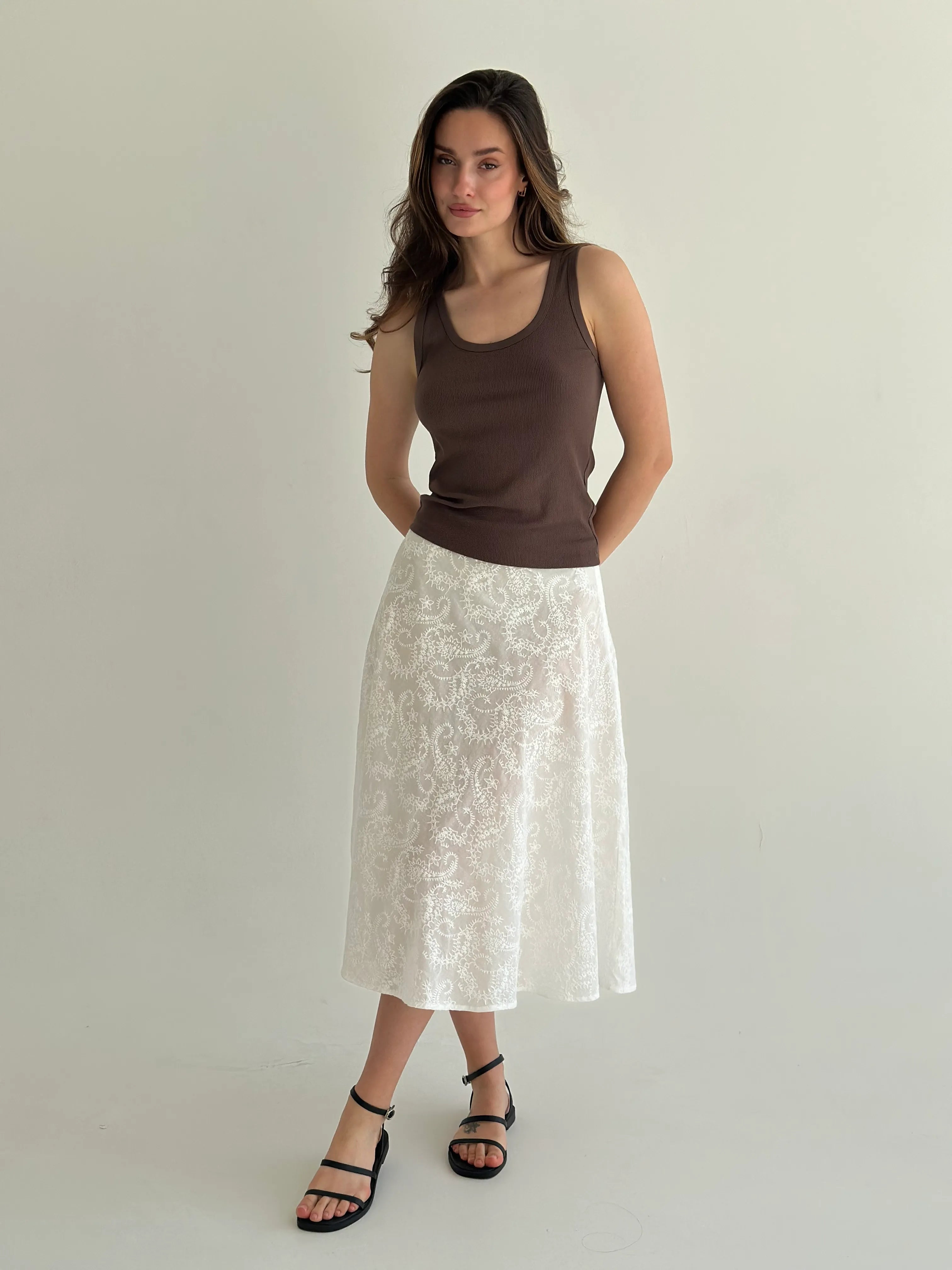 Midi skirt, Turkish cucumber, milky cambric