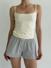 Mono cambric shorts, small braid, gray