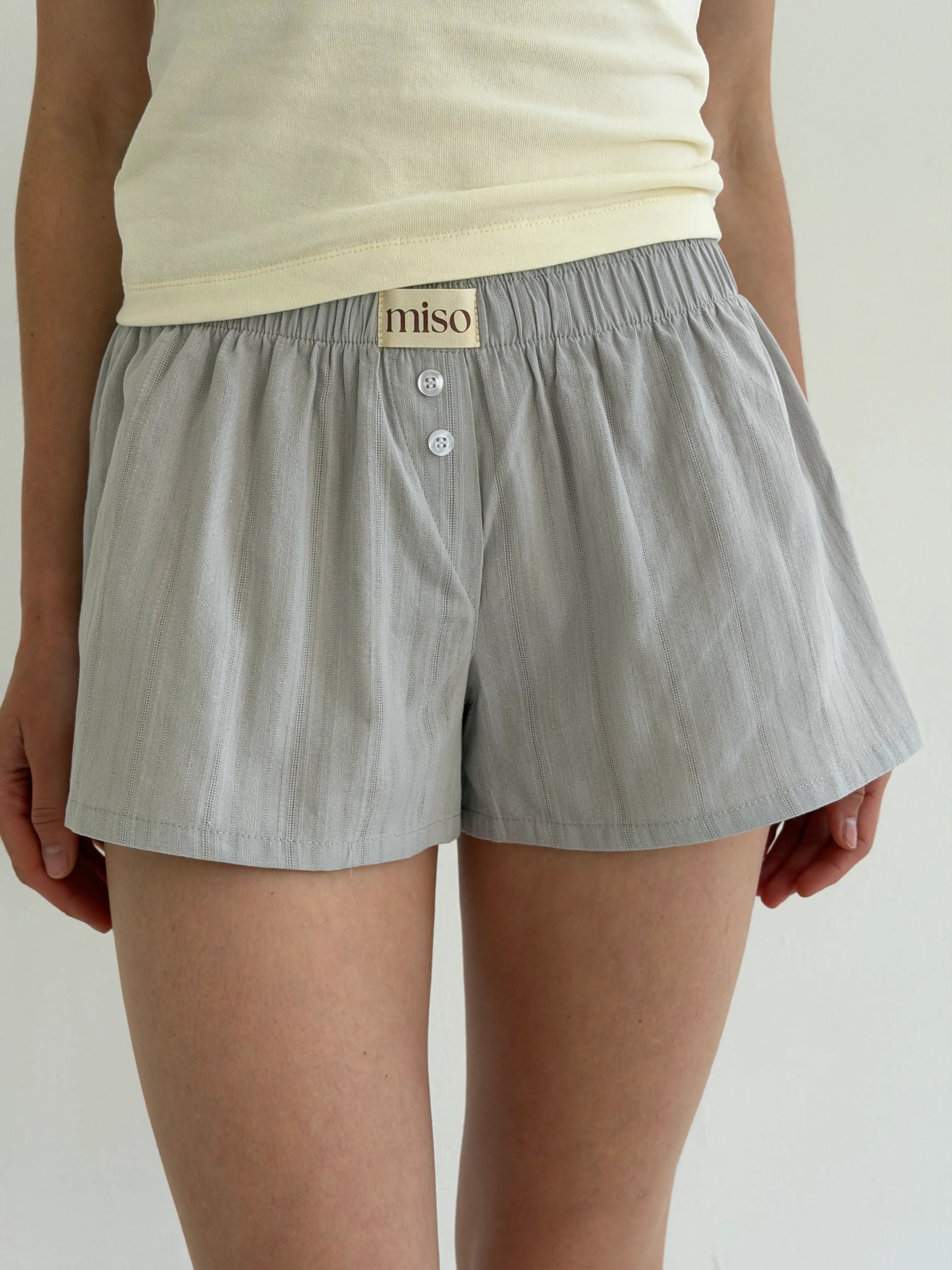Mono cambric shorts, small braid, gray
