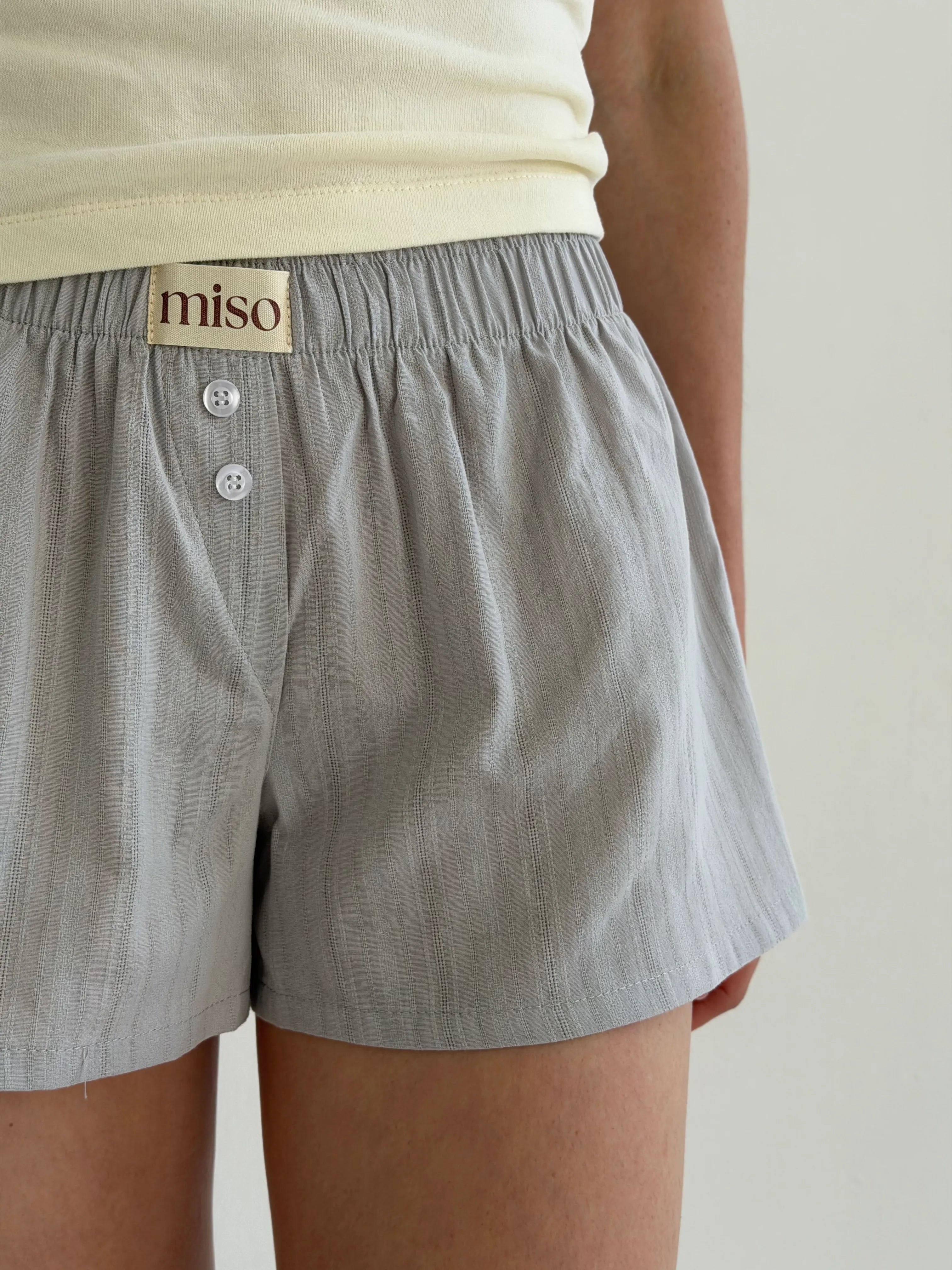 Mono cambric shorts, small braid, gray