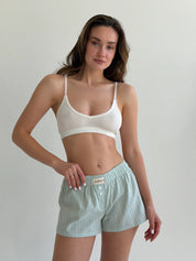 Mono cambric shorts, small braid, olive