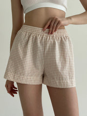 Shorts check cotton MONO beige/milk
