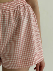 Shorts check cotton MONO powder/milk