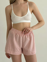 Shorts check cotton MONO powder/milk