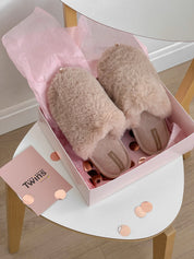 Women's slippers HS-LUX fur closed powder
