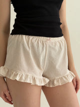 Shorts with thin stripe cotton Ruffle beige/milk