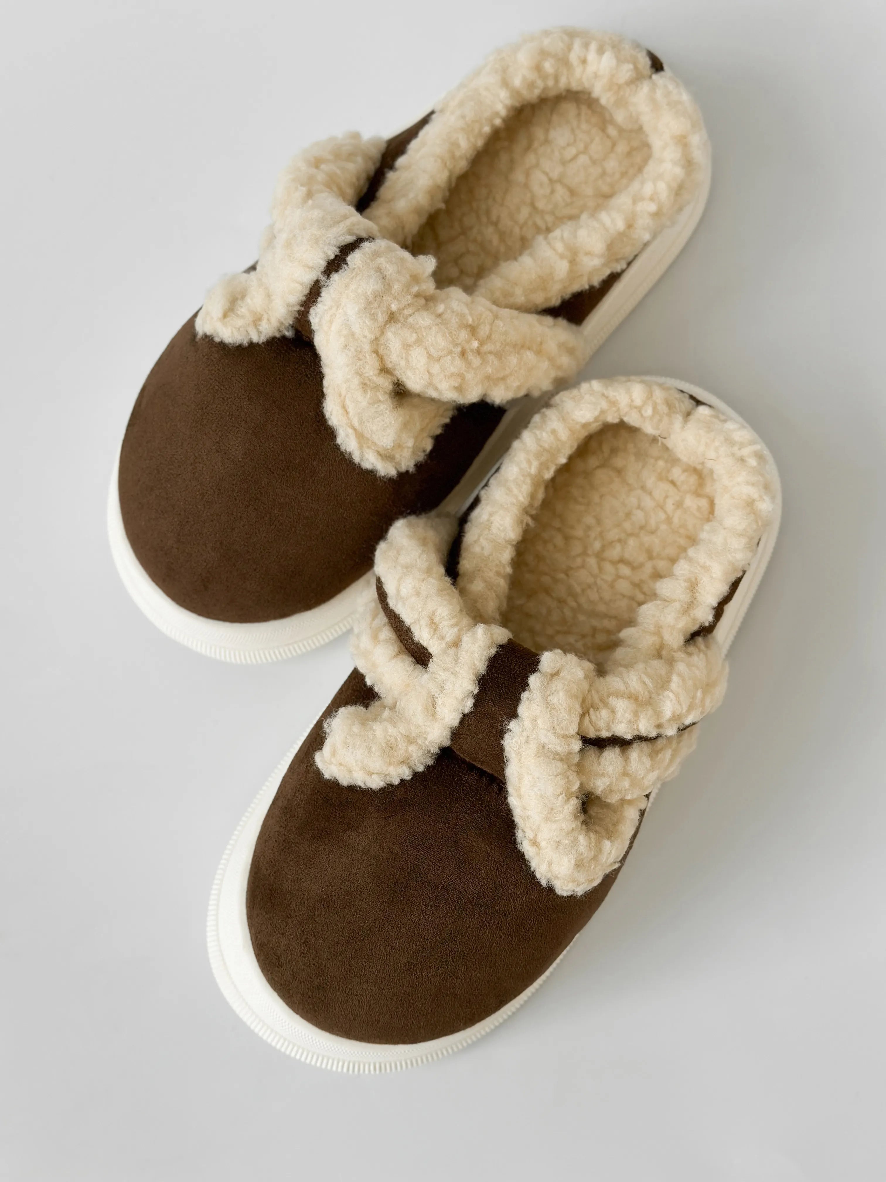 Brown suede mules