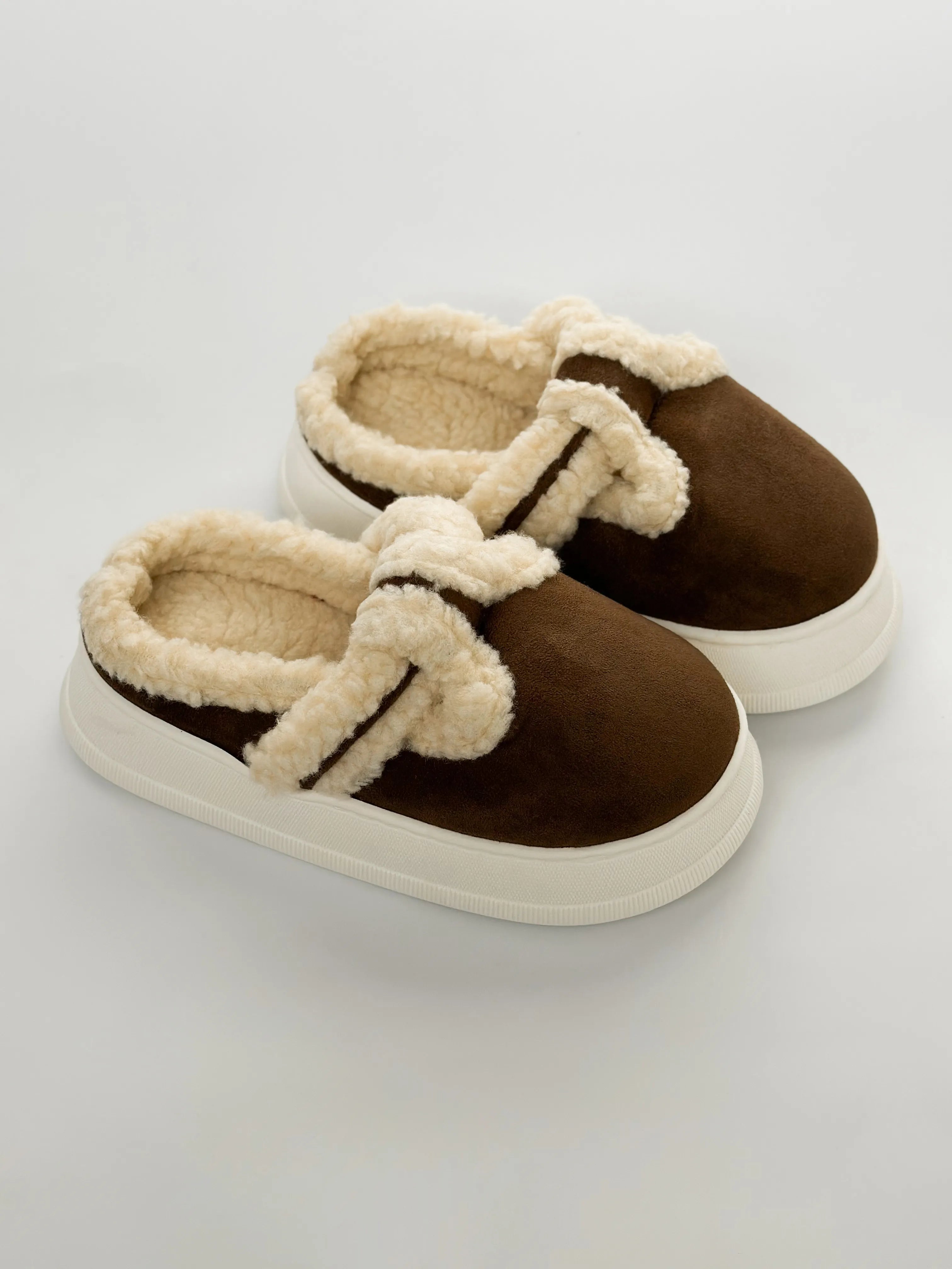 Brown suede mules