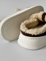 Brown suede mules