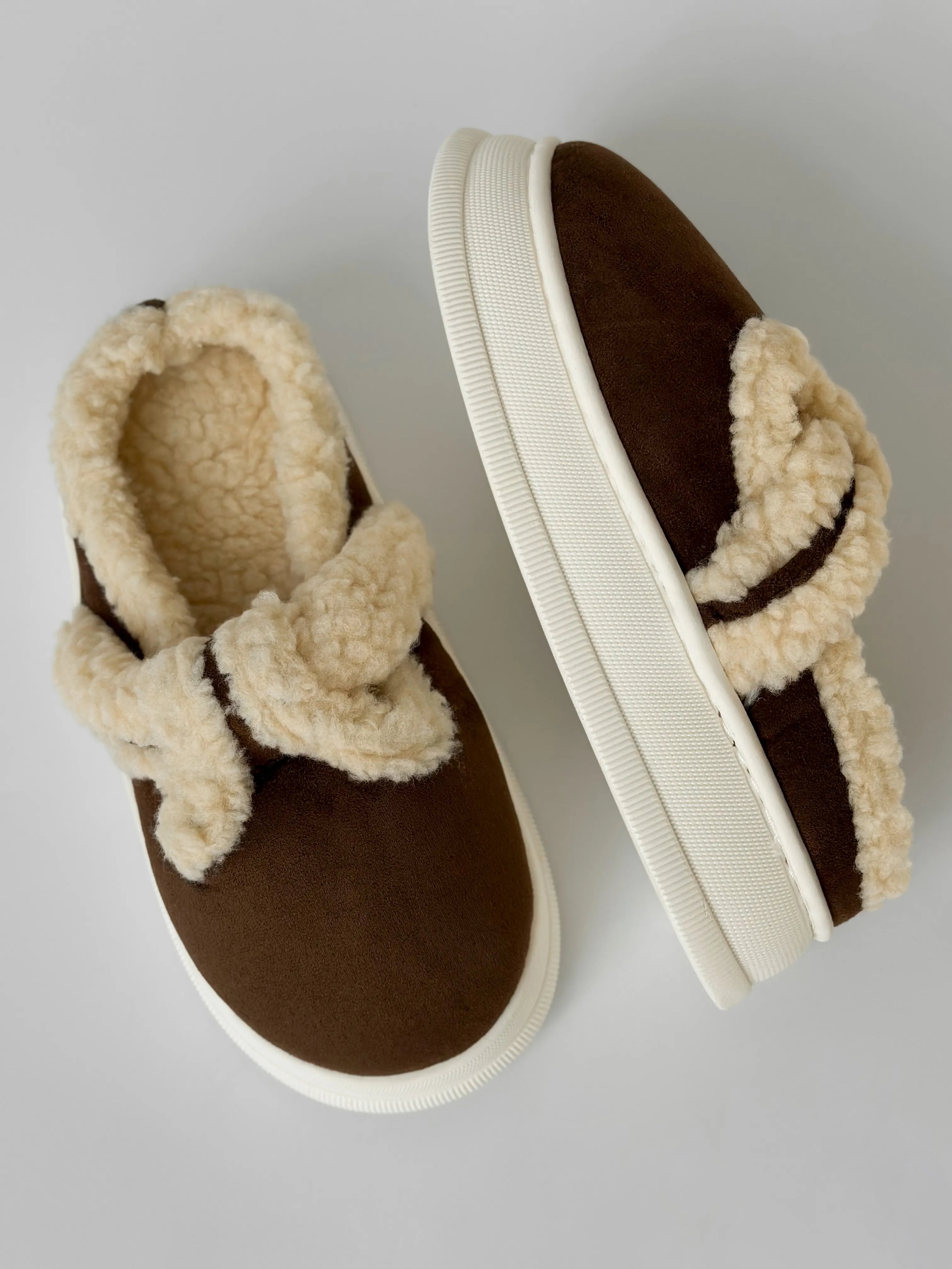 Brown suede mules