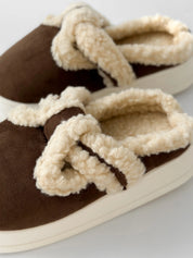 Brown suede mules