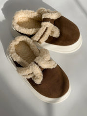 Brown suede mules