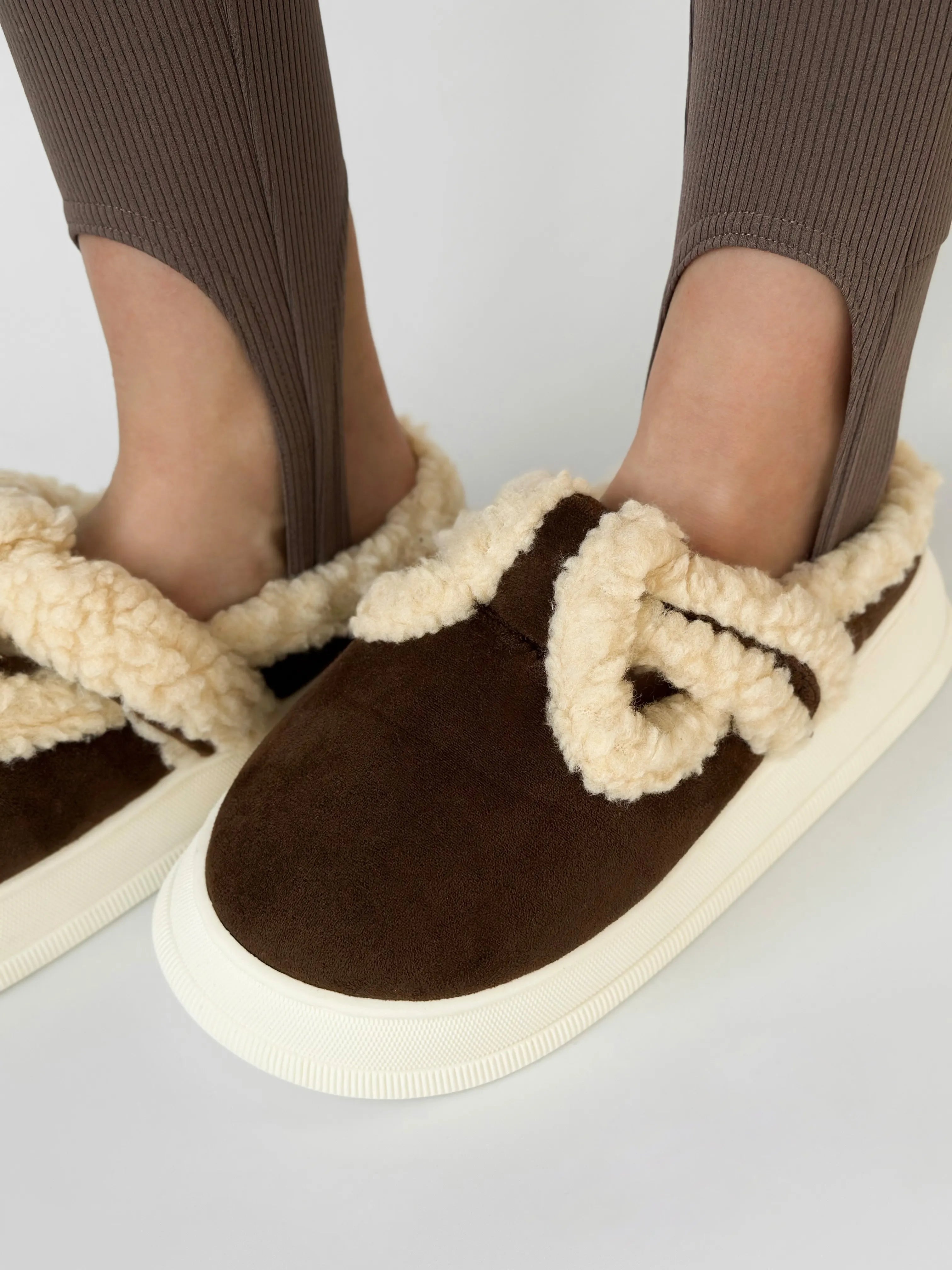Brown suede mules