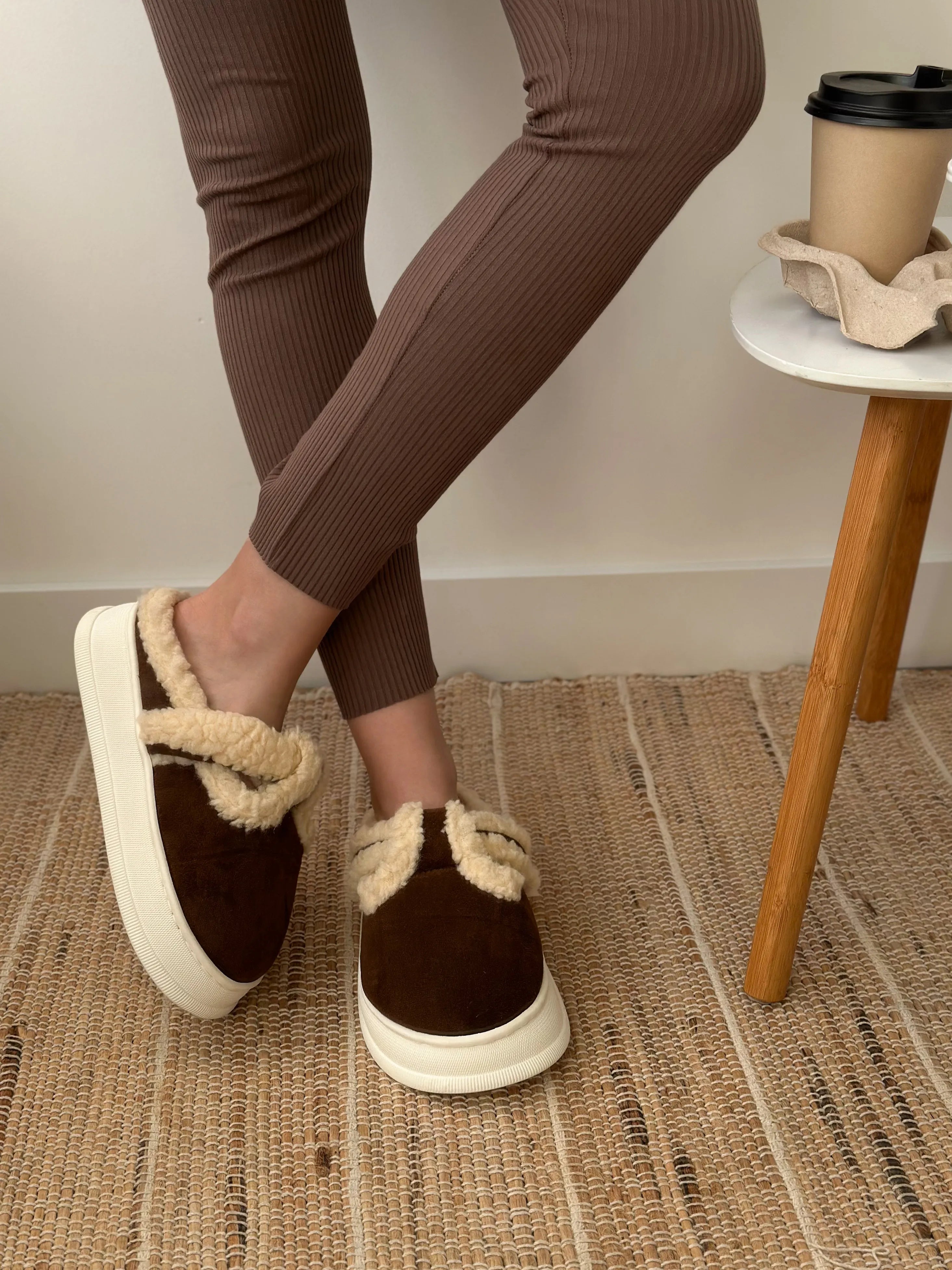 Brown suede mules