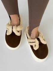 Brown suede mules