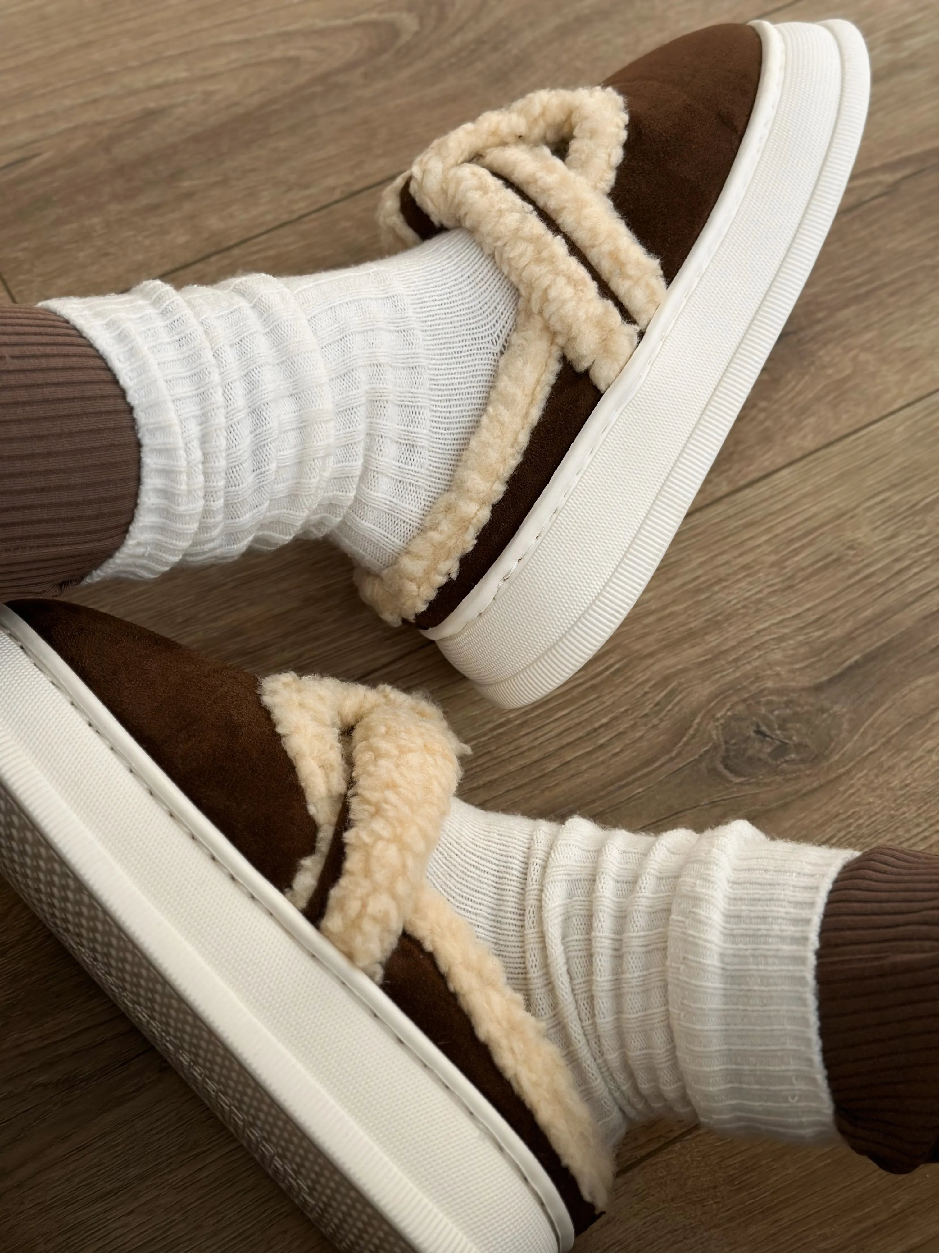 Brown suede mules