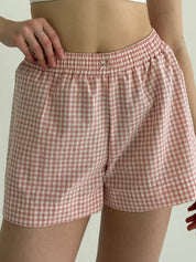 Shorts check cotton MONO powder/milk