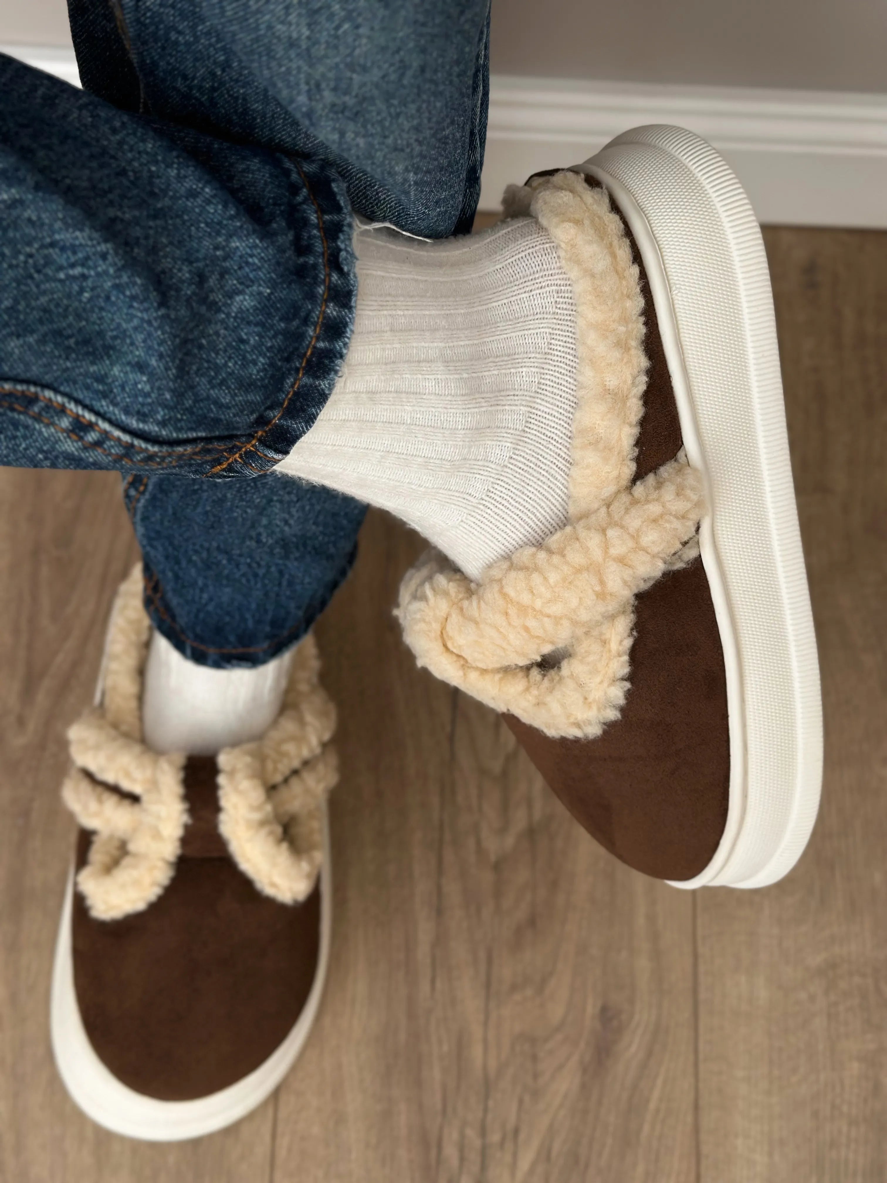 Brown suede mules