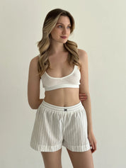 Shorts thin striped cotton MONO white/black