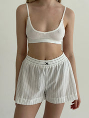 Shorts thin striped cotton MONO white/black