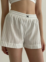 Shorts thin striped cotton MONO white/black
