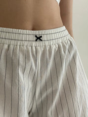 Shorts thin striped cotton MONO white/black