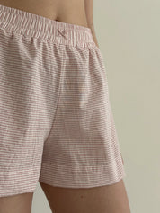 Shorts thin striped cotton MONO powder/milk