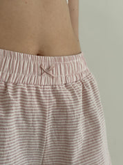 Shorts thin striped cotton MONO powder/milk