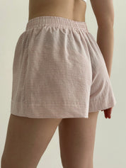 Shorts thin striped cotton MONO powder/milk