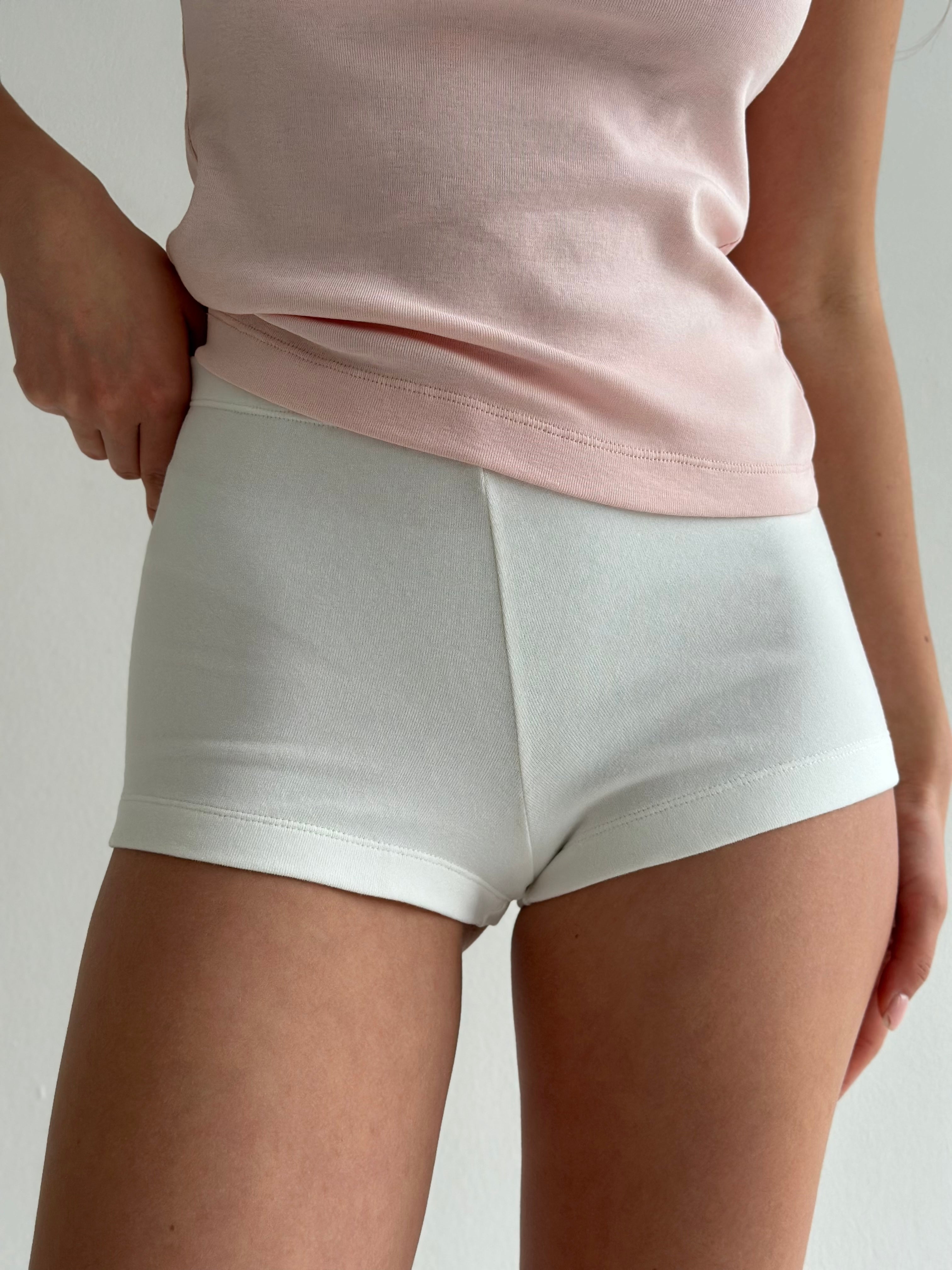 Knitwear “Tenderness” Mini shorts white
