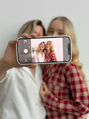 White flannel pajamas with small dots