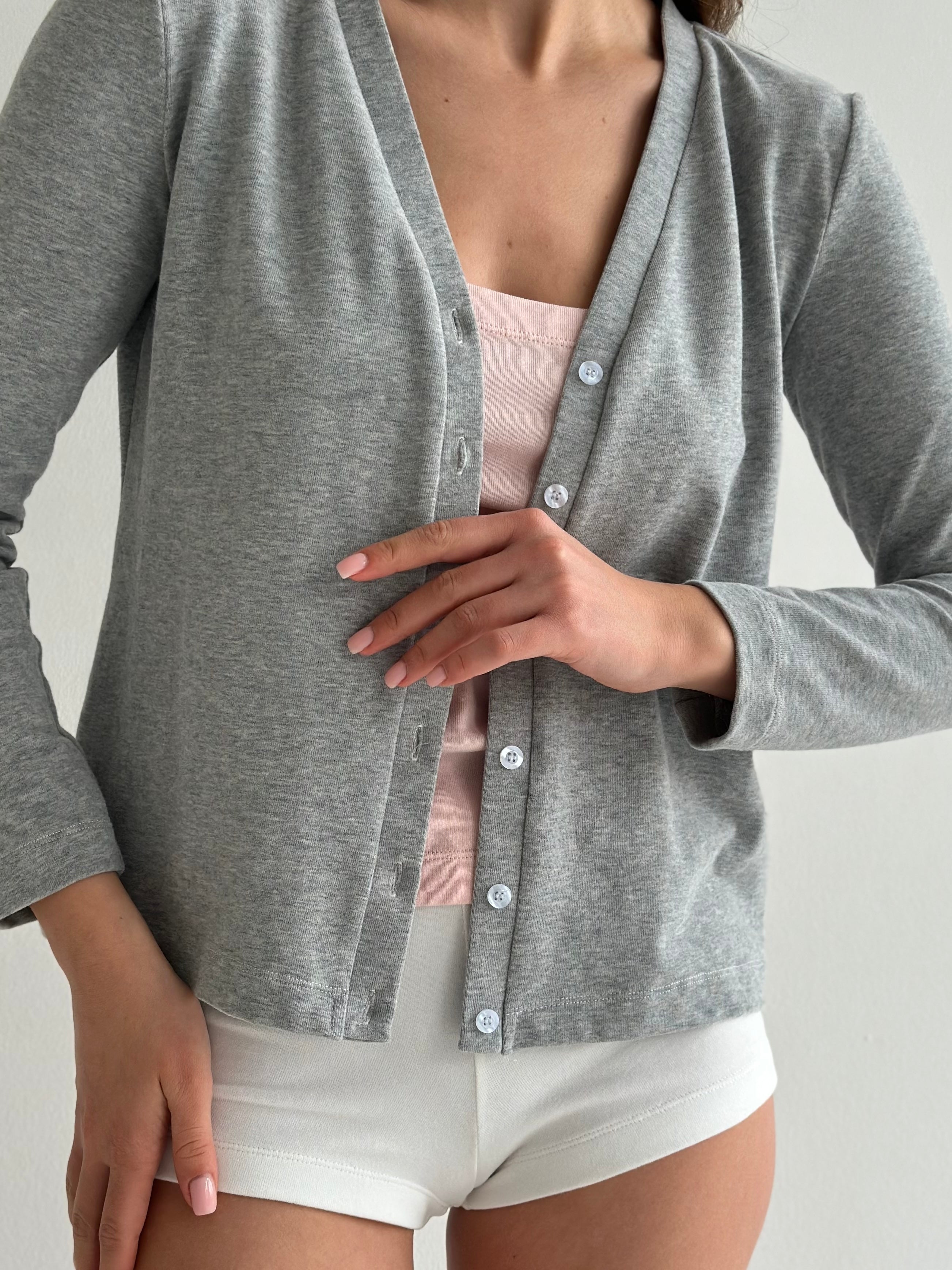 Knitwear “Tenderness” Longsleeve with buttons, gray